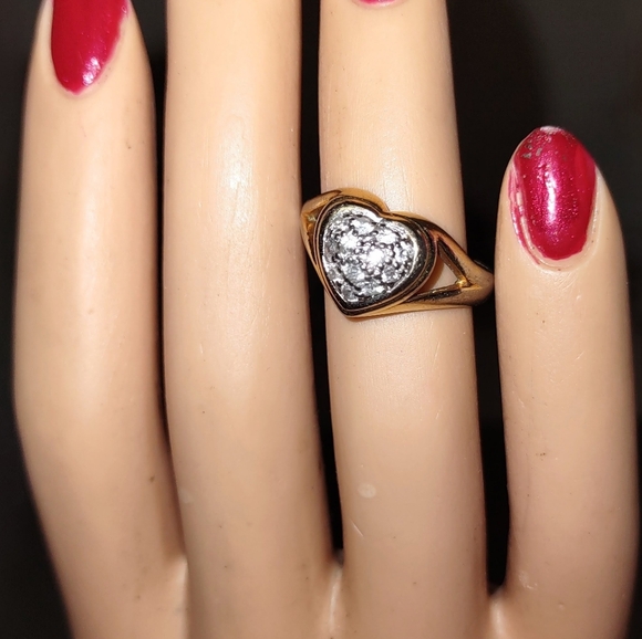Pave Crystal Gold Heart Ring - Picture 13 of 13